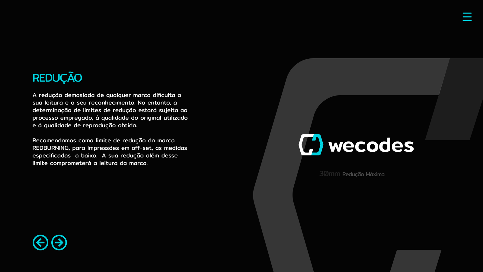 Prancha original de redução da assinatura Wecodes